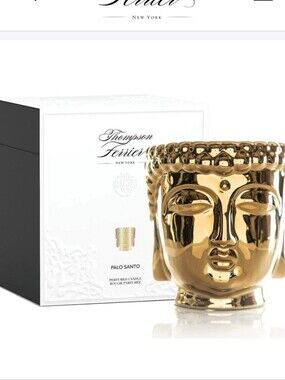 NIB THOMPSON FERRIER GOLD BUDDHA 3 WICK CANDLE PALP SANTO
